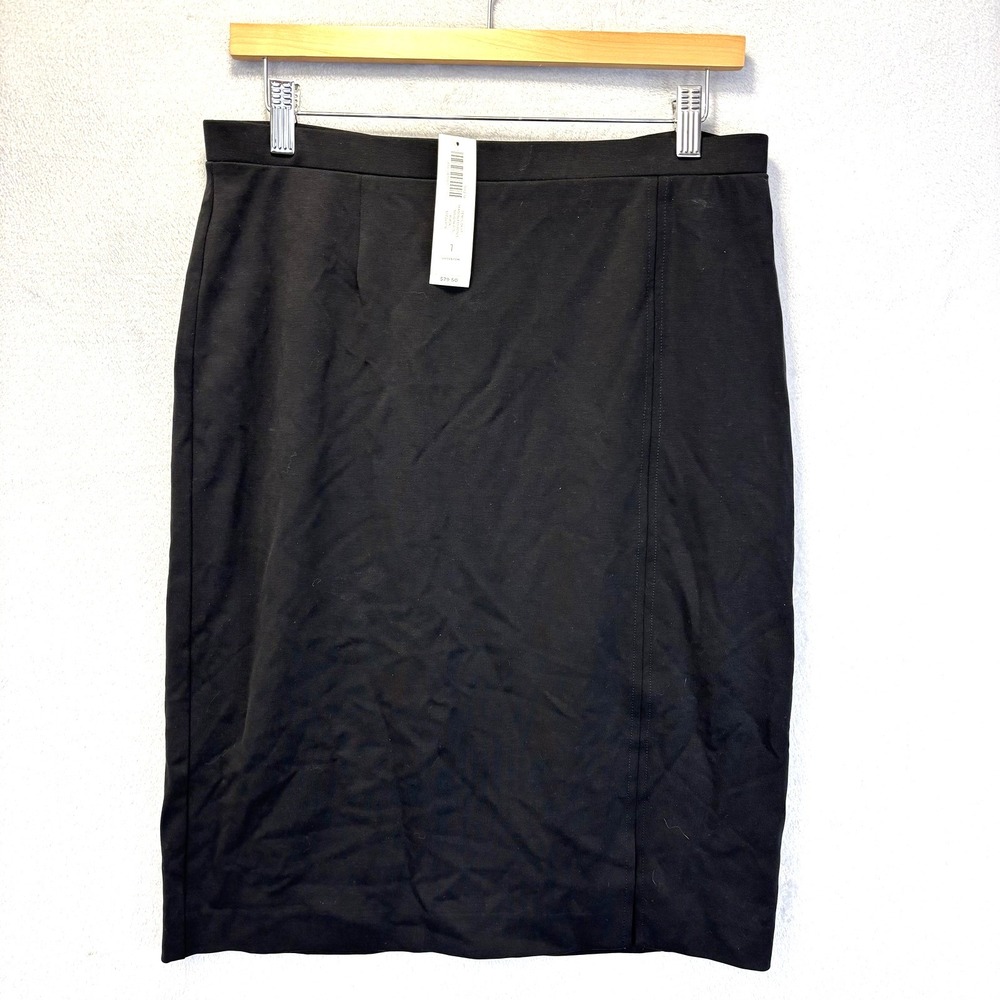 NWT Chico's 1 Ponte Pencil Skirt Womens 8 Black Seasonless Stretch Lined Office